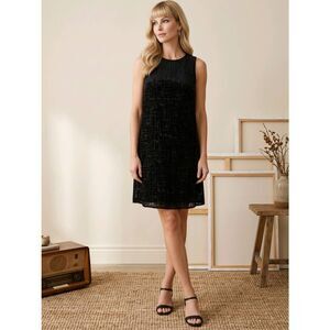 🔹️NWT Calvin Klein Black Burnout Flocked Sleeveless Dress Size 8